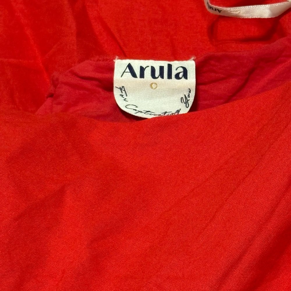 ARULA Blouse C Red One Shoulder Flowy Top 3X